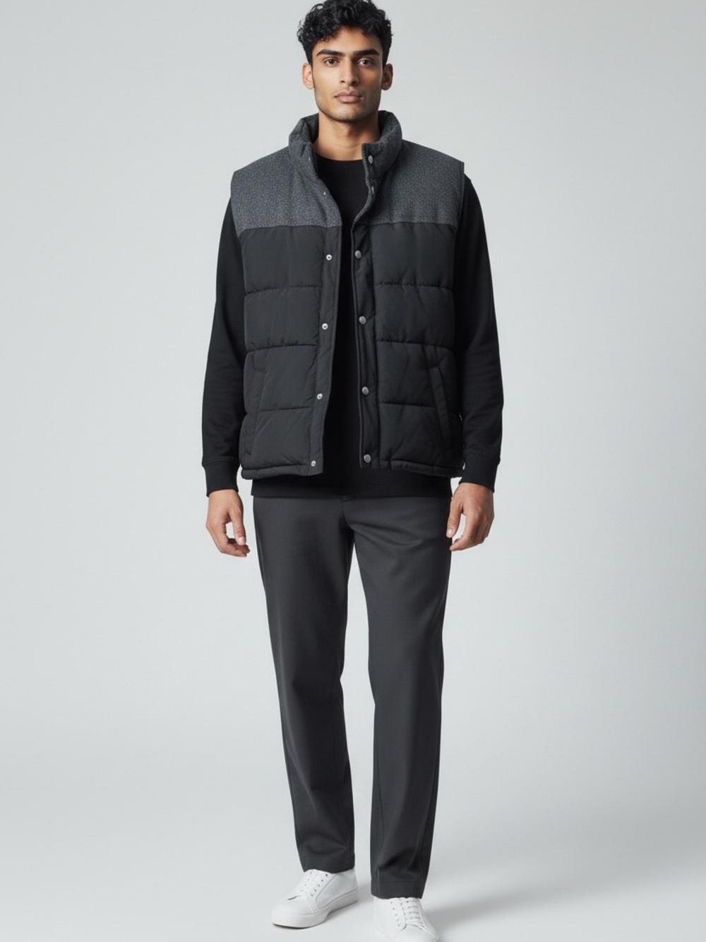Old Navy Men's Black Quilted Puffer Vest